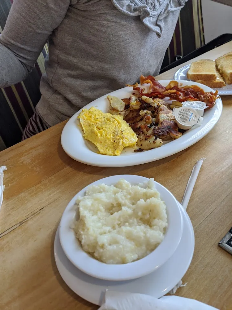 Scrambled Eggs Home Fries Bacon Grits
